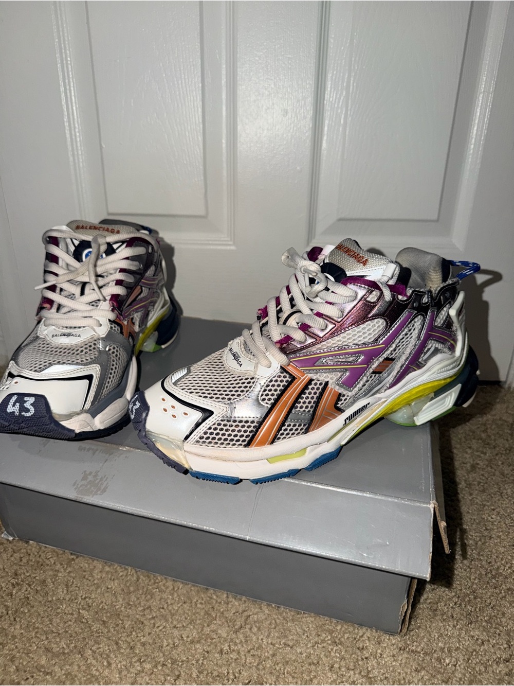 Balenciaga Runner Multicolor Sneakers Grey Purple Yellow Mesh EU 43 / US 10